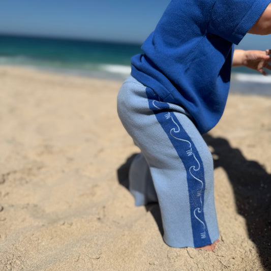 Wave jacquard knit pants